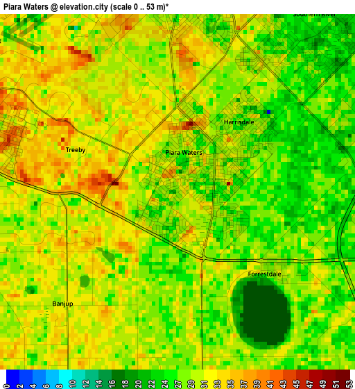 Piara Waters elevation map