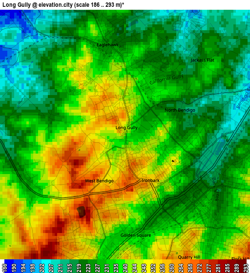 Long Gully elevation map
