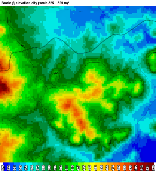 Booie elevation map