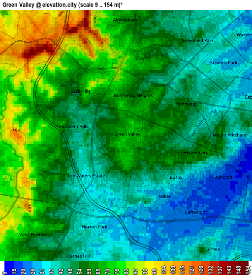 Green Valley elevation map