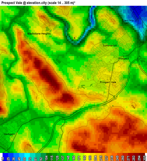 Prospect Vale elevation map