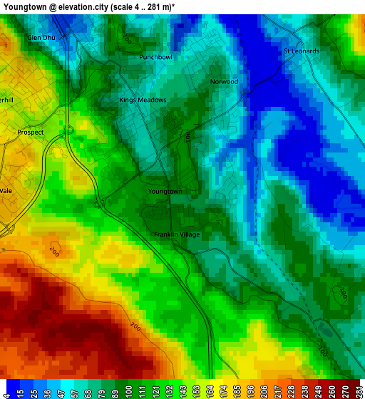 Youngtown elevation map