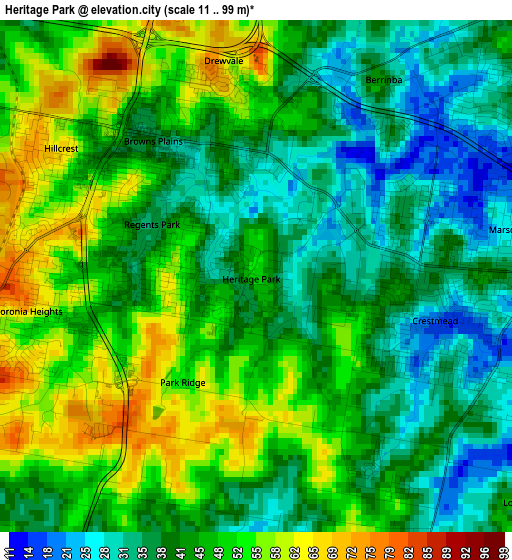 Heritage Park elevation map