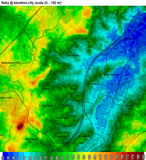 Raby elevation map