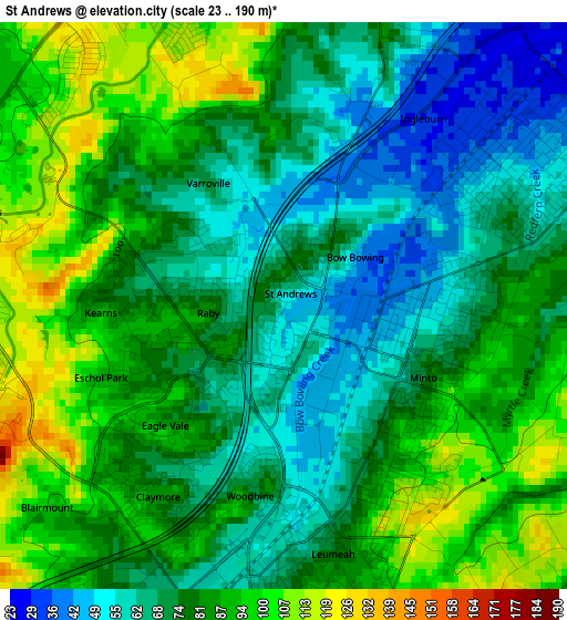 St Andrews elevation map