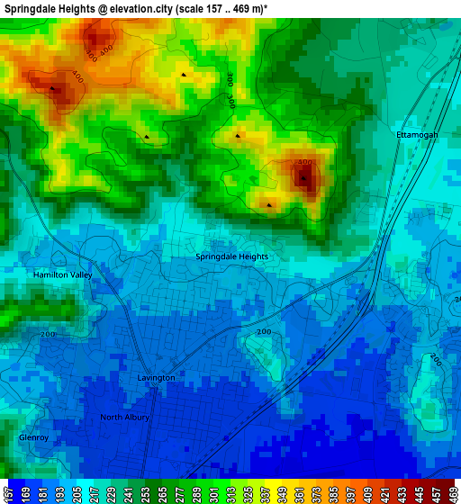 Springdale Heights elevation map