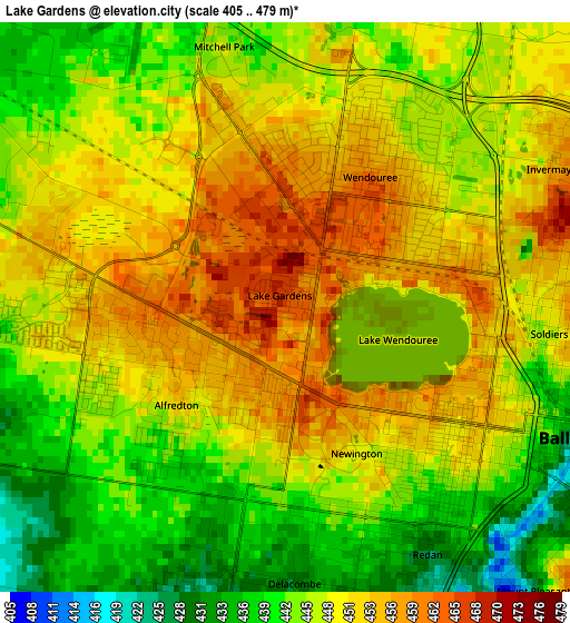 Lake Gardens elevation map