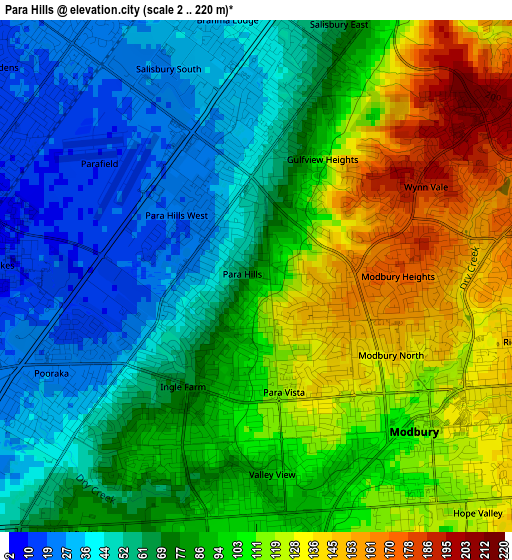 Para Hills elevation map