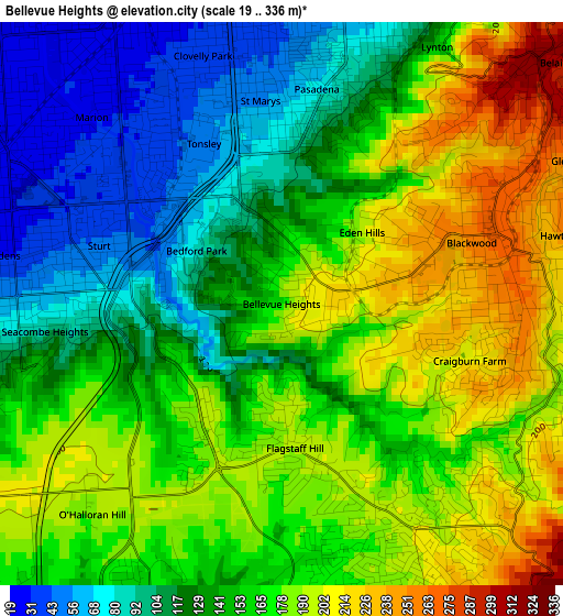 Bellevue Heights elevation map