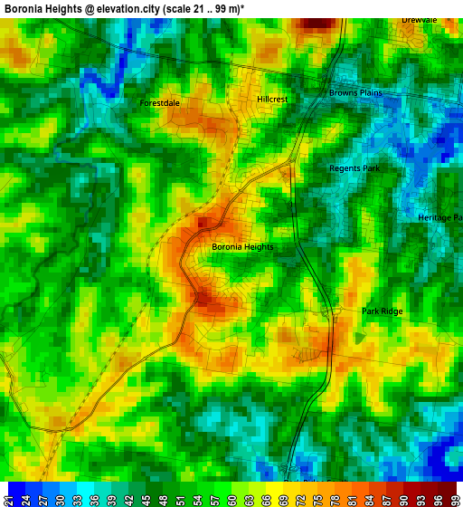 Boronia Heights elevation map