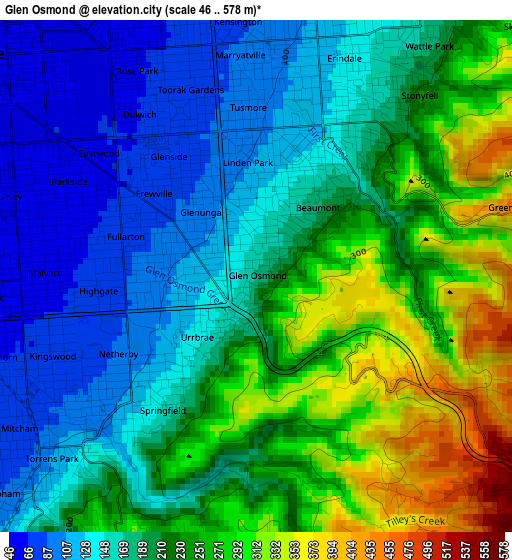 Glen Osmond elevation map