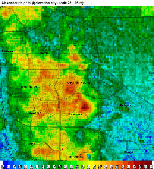 Alexander Heights elevation map