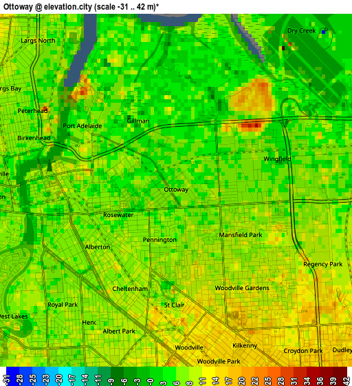 Ottoway elevation map