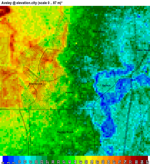 Aveley elevation map