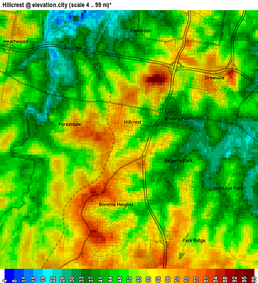 Hillcrest elevation map