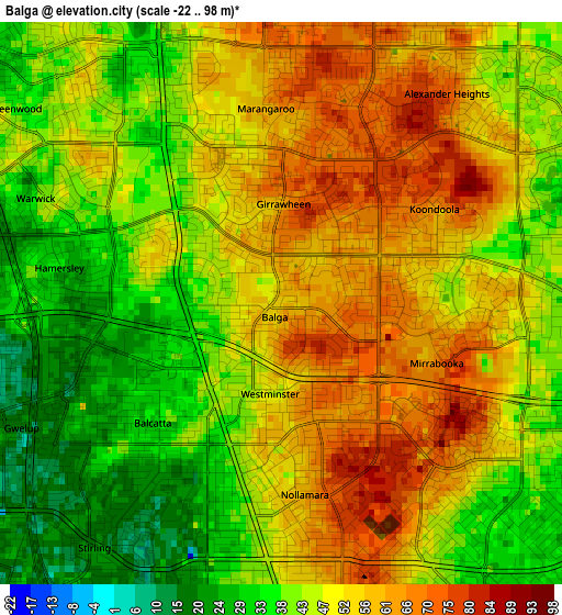 Balga elevation map