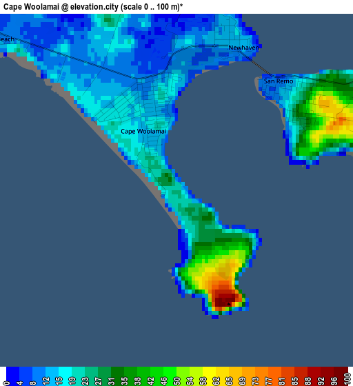 Cape Woolamai elevation map