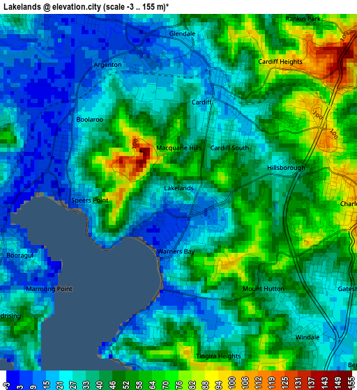 Lakelands elevation map