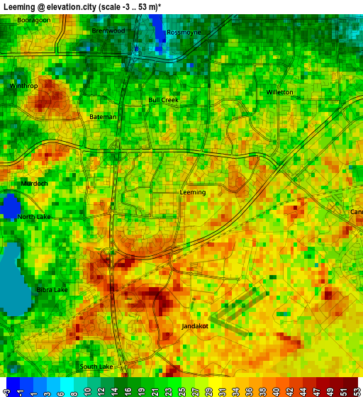 Leeming elevation map