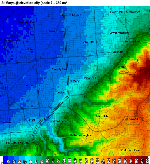 St Marys elevation map