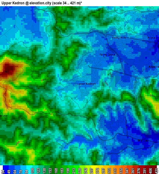 Upper Kedron elevation map