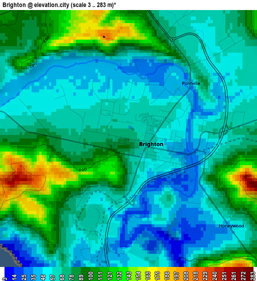 Brighton elevation map