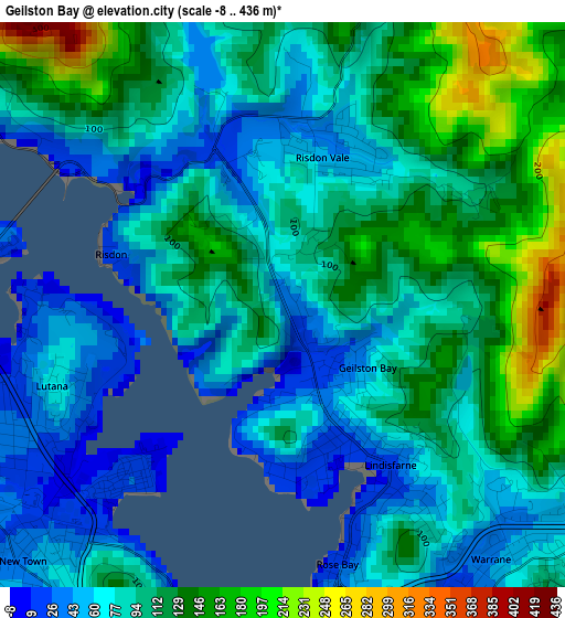 Geilston Bay elevation map