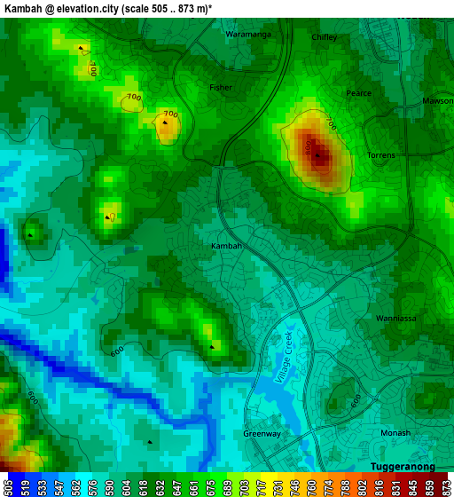 Kambah elevation map