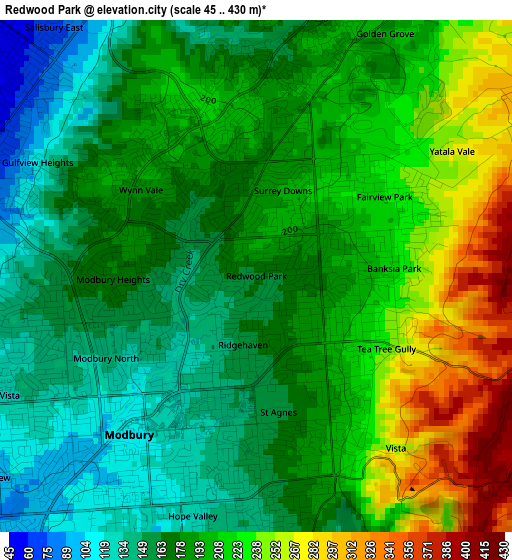 Redwood Park elevation map