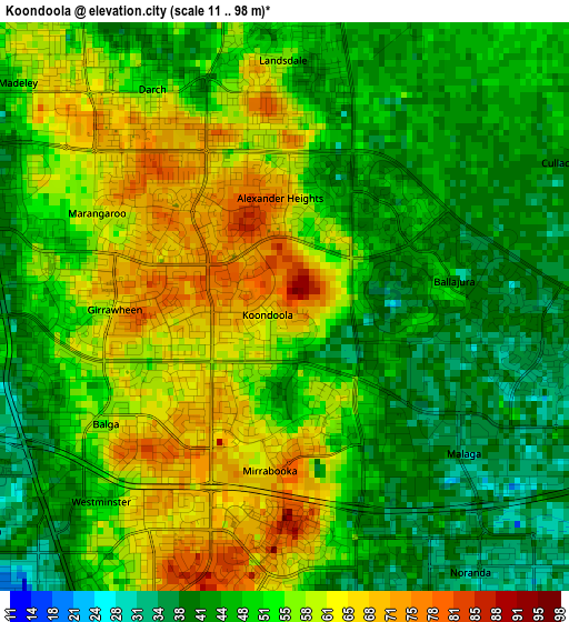 Koondoola elevation map