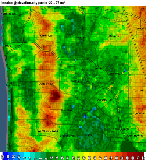 Innaloo elevation map