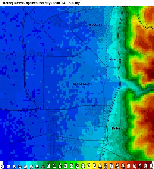 Darling Downs elevation map