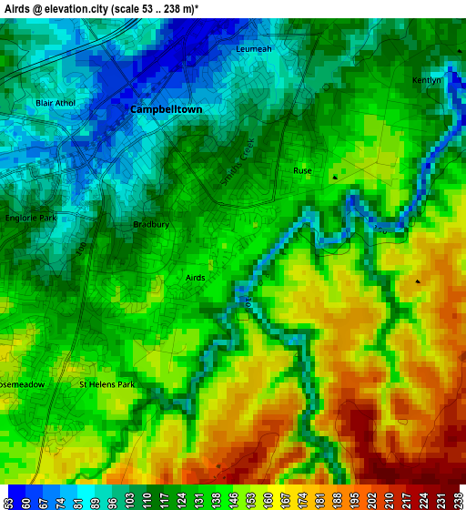 Airds elevation map