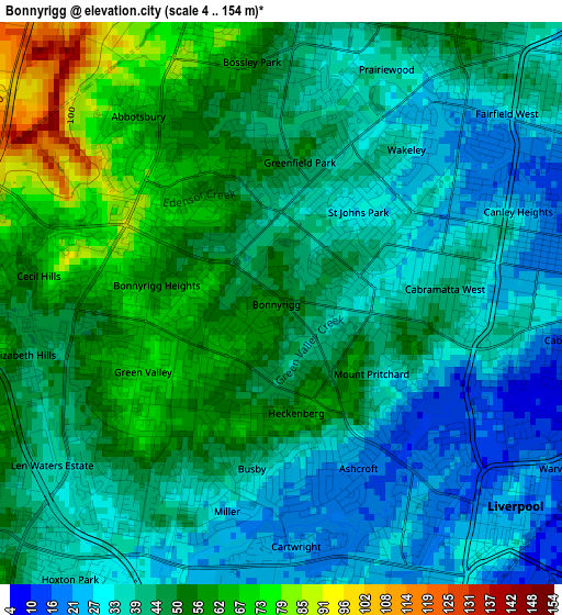 Bonnyrigg elevation map