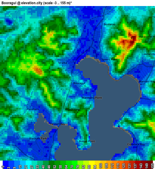 Booragul elevation map