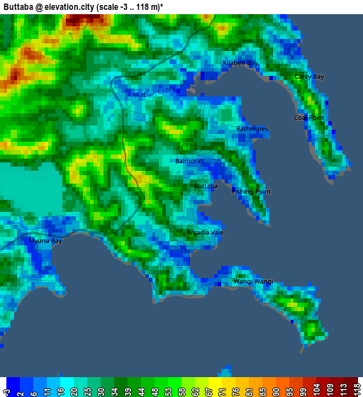 Buttaba elevation map