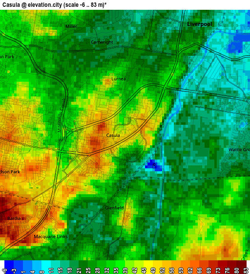 Casula elevation map