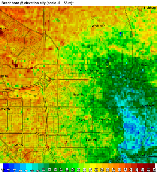 Beechboro elevation map