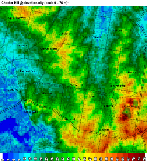 Chester Hill elevation map