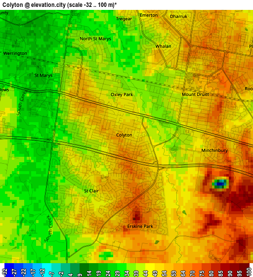 Colyton elevation map