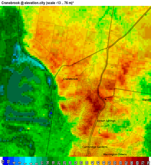 Cranebrook elevation map