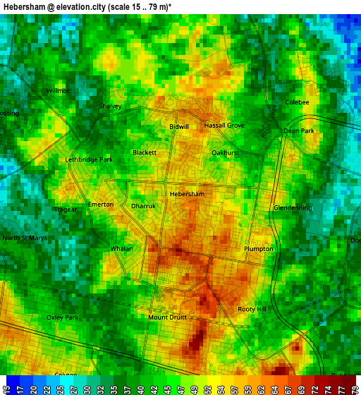 Hebersham elevation map