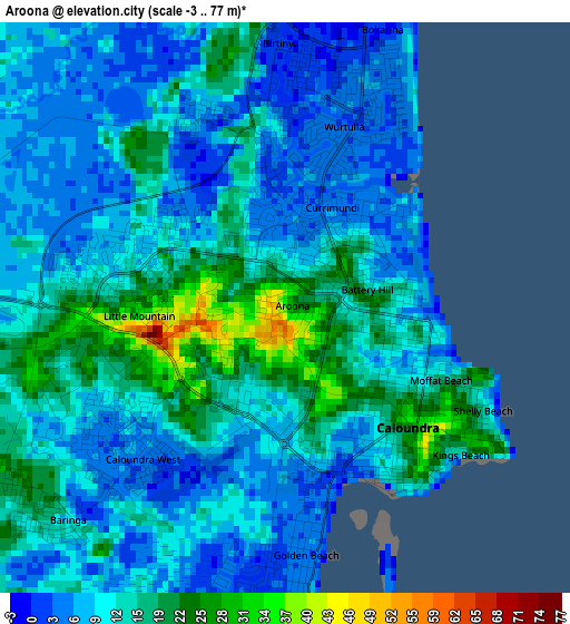 Aroona elevation map