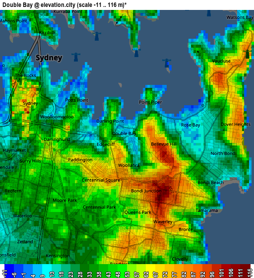 Double Bay elevation map