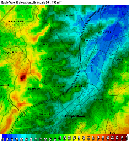 Eagle Vale elevation map