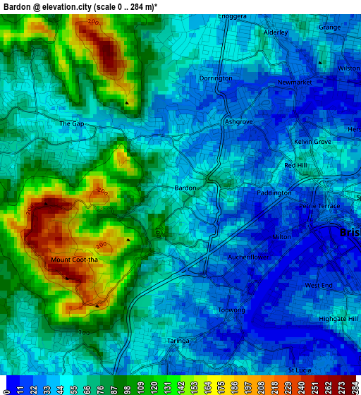 Bardon elevation map