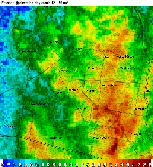 Emerton elevation map