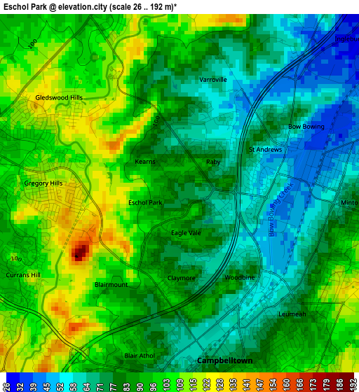 Eschol Park elevation map