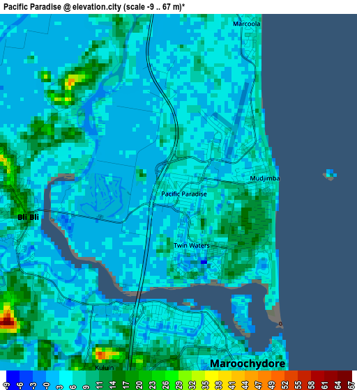 Pacific Paradise elevation map