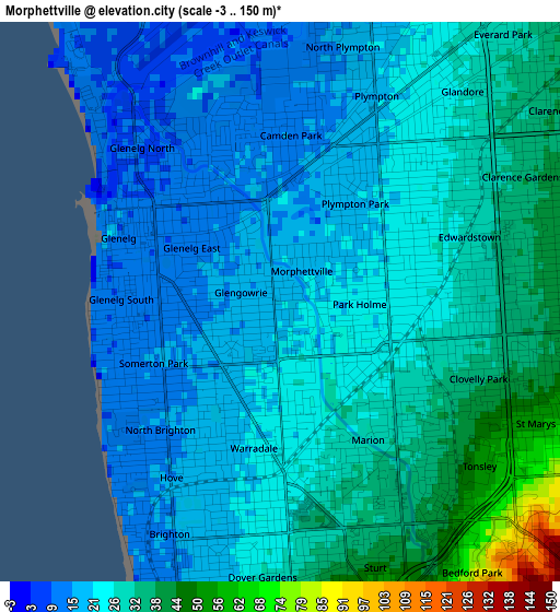 Morphettville elevation map